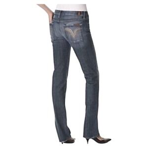 Seven For All Mankind Womans Size 30 Jeans Straight Leg Stretch Low Rise Y2K
